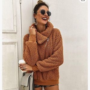 Women’s turtleneck long sleeve fuzzy pullover